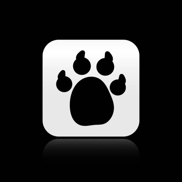 Ícone Impressão Black Paw Isolado Fundo Preto Impressão Pata Cão — Vetor de Stock