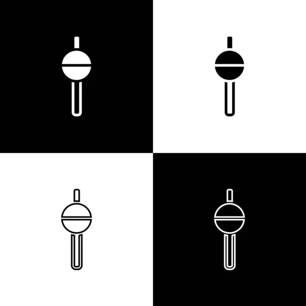 Nastavit Ikonu Rybářského Plováku Izolované Černobílém Pozadí Rybářské Náčiní Vektor — Stockový vektor