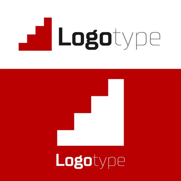 Kırmızı Merdiven Simgesi Beyaz Arkaplanda Izole Edildi Logo Tasarım Şablonu — Stok Vektör