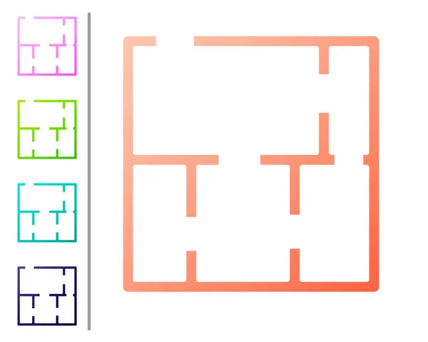 Coral House Plan Symbol Isoliert Auf Weißem Hintergrund Farbsymbole Setzen — Stockvektor