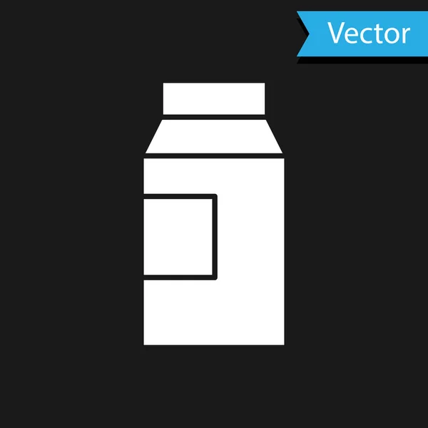 Weißbuch Paket Für Milch Symbol Isoliert Auf Schwarzem Hintergrund Zeichen — Stockvektor