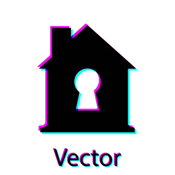 Casa Negra Bajo Icono Protección Aislado Sobre Fondo Blanco Hogar — Vector de stock