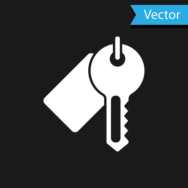 Wit Gemarkeerd Sleutelpictogram Geïsoleerd Zwarte Achtergrond Vector — Stockvector