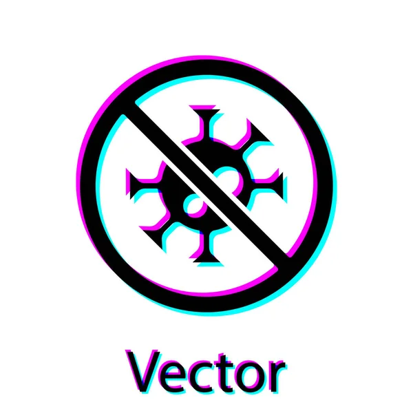 Icono Virus Black Stop Aislado Sobre Fondo Blanco Virus Corona — Vector de stock