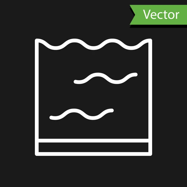 Línea Blanca Icono Acuario Aislado Sobre Fondo Negro Acuario Para — Vector de stock