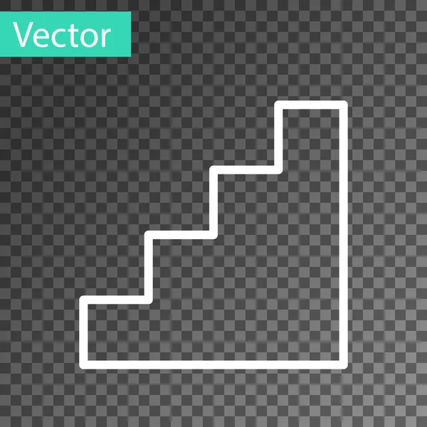 Weiße Linie Treppe Symbol Isoliert Auf Transparentem Hintergrund Vektor — Stockvektor