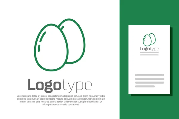 Grüne Linie Hühnerei Symbol Isoliert Auf Weißem Hintergrund Logo Design — Stockvektor