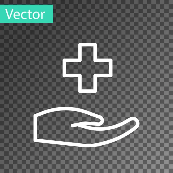 Ligne Blanche Croix Icône Médicale Hôpital Isolé Sur Fond Transparent — Image vectorielle