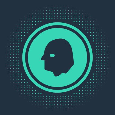 Yeşil Sikke para simgesi mavi arkaplanda izole edildi. Bankacılık işareti. Para sembolü. Soyut çember rastgele noktalar. Vektör İllüstrasyonu.