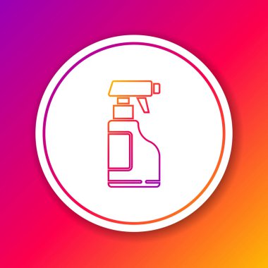 Renk çizgisi temizleme sprey şişe deterjan sıvı ikon izole renk arkaplan. Çember beyaz düğme. Vektör İllüstrasyonu.