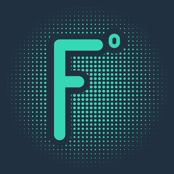 Ikona Green Fahrenheit Izolovaná Modrém Pozadí Abstraktní Kruh Náhodných Teček — Stockový vektor