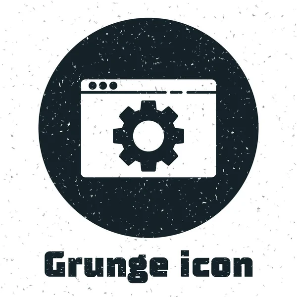 Grunge Browser Einstellungs Symbol Isoliert Auf Weißem Hintergrund Anpassung Service — Stockvektor