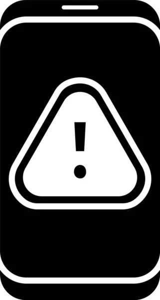 Schwarzes Mobiltelefon Mit Ausrufezeichen Symbol Auf Weißem Hintergrund Alarmmeldung Smartphone — Stockvektor