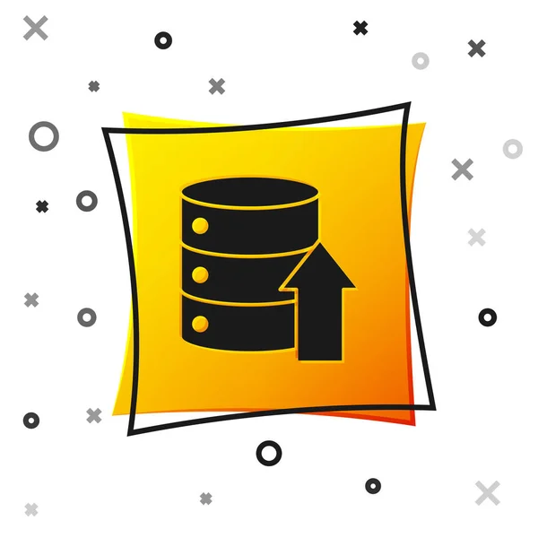Black Server Data Web Hosting Icon Isolated White Background Yellow — Stock Vector