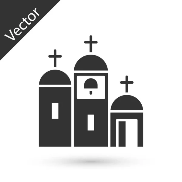 Grey Church Building Icon Isolated White Background Christian Church Religion — Stock Vector