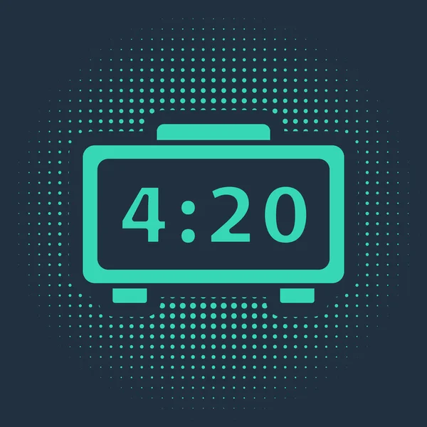 Icono Despertador Digital Verde Aislado Sobre Fondo Azul Reloj Despertador — Archivo Imágenes Vectoriales