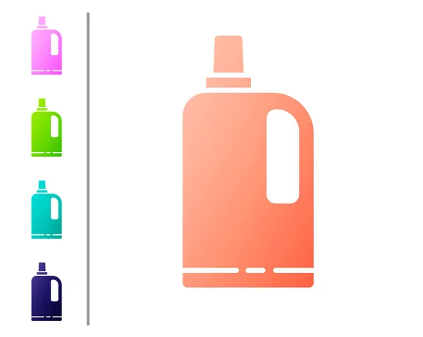 Coral Fabric Softener Icon Isolated White Background Liquid Laundry Detergent — Stock Vector