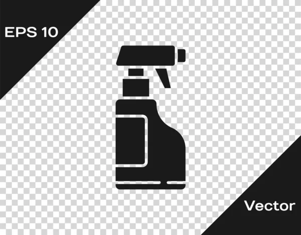 Botella Pulverizadora Black Cleaning Con Icono Líquido Detergente Aislado Sobre — Vector de stock