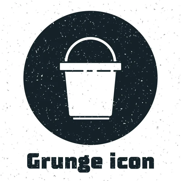 Εικονίδιο Grunge Bucket Απομονώθηκε Λευκό Φόντο Έννοια Της Υπηρεσίας Καθαρισμού — Διανυσματικό Αρχείο