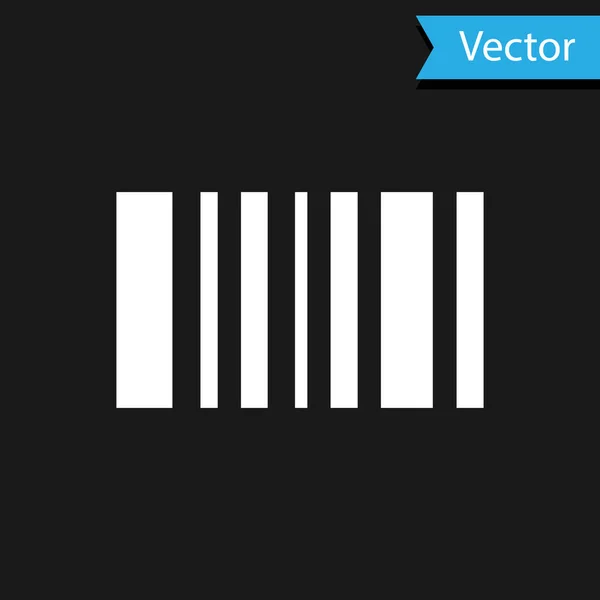 Ikona Bílého Čárového Kódu Izolovaná Černém Pozadí Vektorová Ilustrace — Stockový vektor