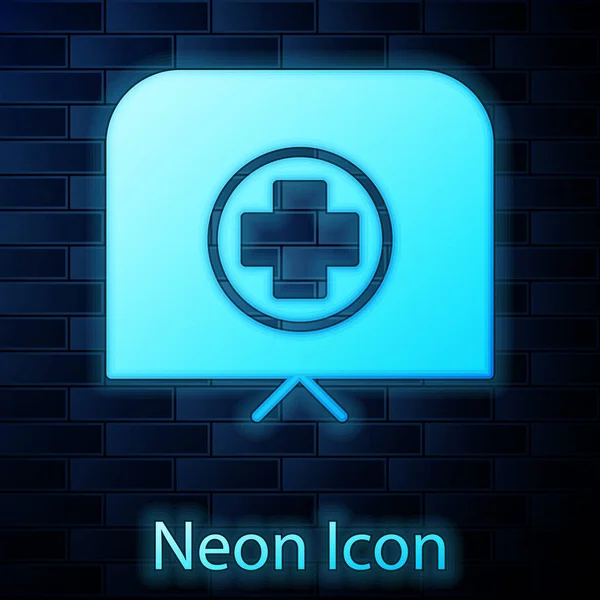 Žhnoucí Neon Sestra Klobouk Ikonou Kříže Izolované Cihlové Zdi Pozadí — Stockový vektor