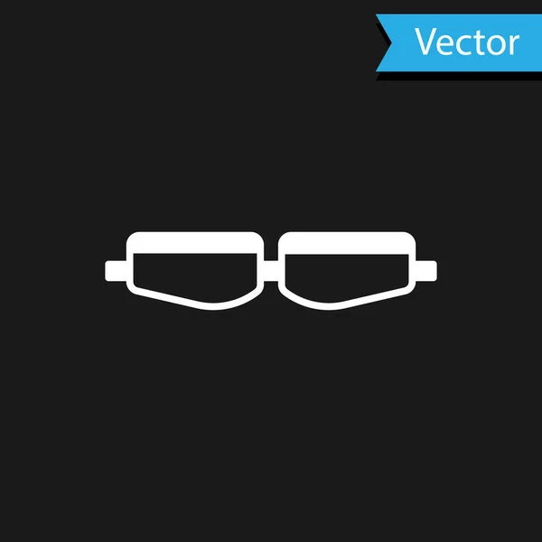 Icono Gafas Seguridad Blancas Aisladas Sobre Fondo Negro Ilustración Vectorial — Archivo Imágenes Vectoriales