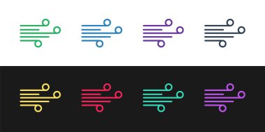 Çizgi rüzgar simgesini siyah ve beyaz arkaplanda izole et. Rüzgarlı bir hava. Vektör İllüstrasyonu.