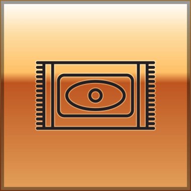 Siyah çizgi Geleneksel halı kültürü Ramazan Arap kutlama ikonu altın arka planda izole. Vektör İllüstrasyonu.