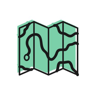 Ormanın, beyaz arka planda izole edilmiş bir haritadaki siyah çizgi konumu. Vektör İllüstrasyonu.