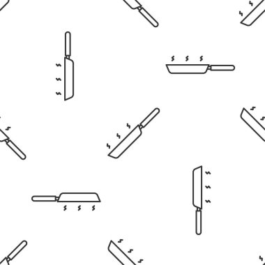 Gri çizgi tava simgesi beyaz arka planda izole edilmiş. Kızartma veya kızartma gıda sembolü. Vektör İllüstrasyonu.