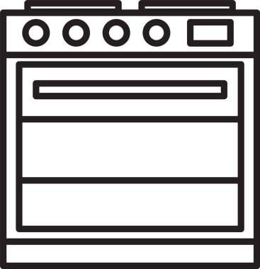 Beyaz arkaplanda siyah çizgi fırın simgesi izole edildi. Fırın tabelası. Vektör İllüstrasyonu.