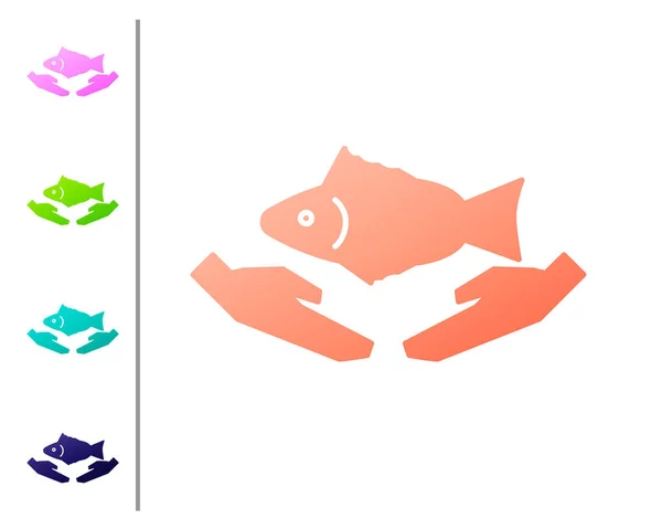 Coral Fish Φροντίδα Εικονίδιο Απομονώνονται Λευκό Φόντο Ορισμός Εικονιδίων Χρώματος — Διανυσματικό Αρχείο