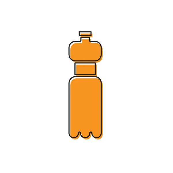 Orange Bottle Water Icoon Geïsoleerd Witte Achtergrond Soda Aqua Bordje — Stockvector