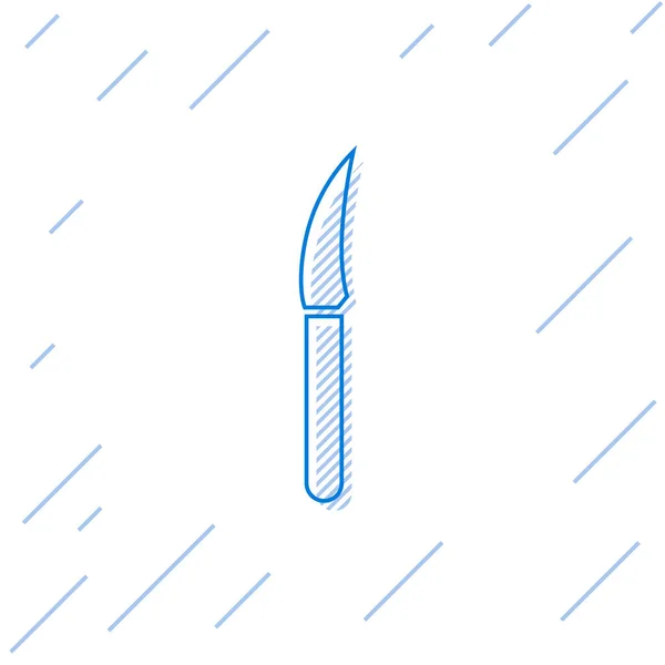 Blue Line Knife Icon Isolated White Background Cutlery Symbol Vector — Stock Vector