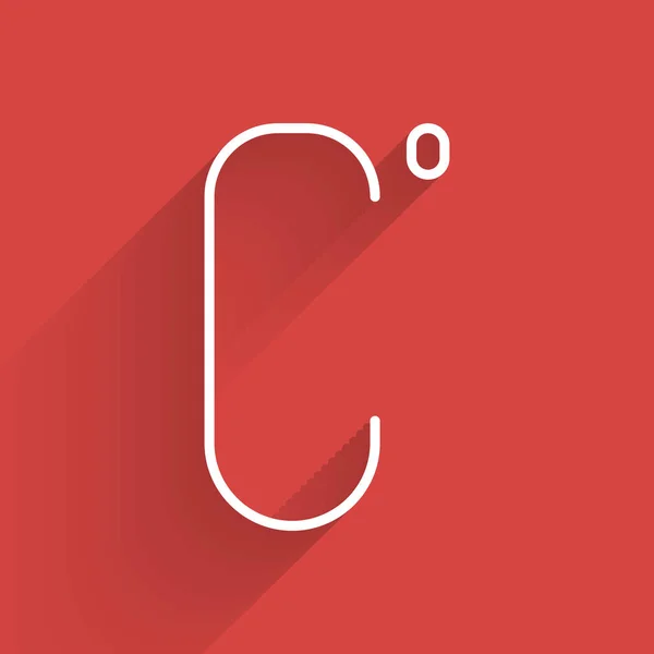 Ligne Blanche Icône Celsius Isolé Avec Une Ombre Longue Illustration — Image vectorielle