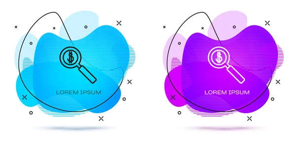 Línea Lupa Símbolo Dólar Icono Aislado Sobre Fondo Blanco Encuentra — Archivo Imágenes Vectoriales