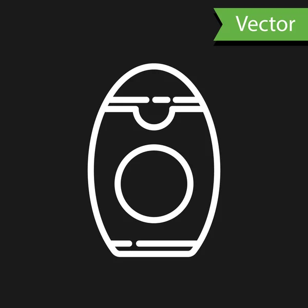 Weiße Linie Flasche Shampoo Symbol Isoliert Auf Schwarzem Hintergrund Vektorillustration — Stockvektor