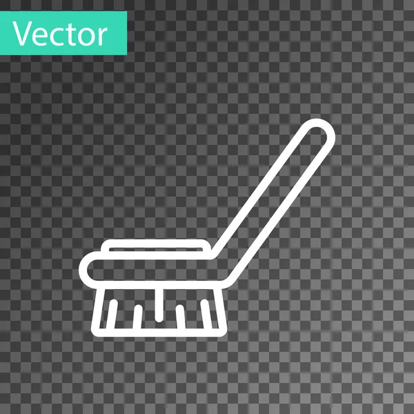 Ligne Blanche Brosse Pour Nettoyer Icône Isolée Sur Fond Transparent — Image vectorielle