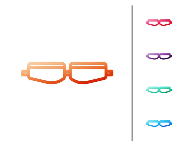 Ligne Rouge Lunettes Sécurité Icône Lunettes Isolées Sur Fond Blanc — Image vectorielle