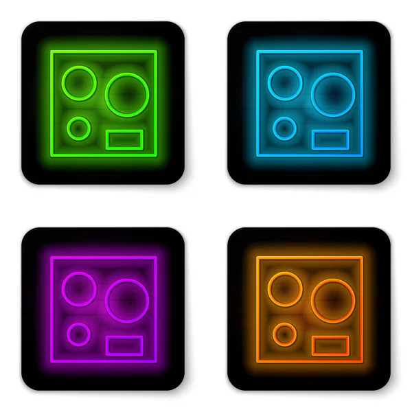 Glowing Neon Line Electric Stove Icon Isolated White Background Cooktop — Stock Vector