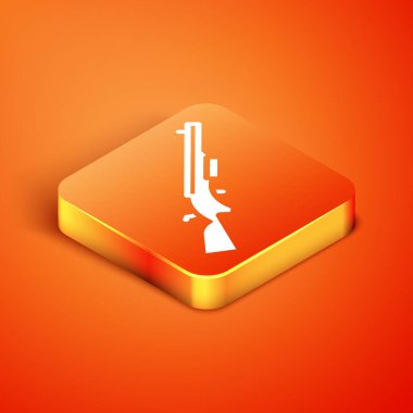 Isometric Shotgun ikonu turuncu arka planda izole edildi. Avcı silahı. Vektör