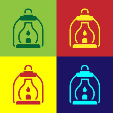 Pop Art Kamp Feneri ikonu renk arkaplanında izole edildi. Vektör