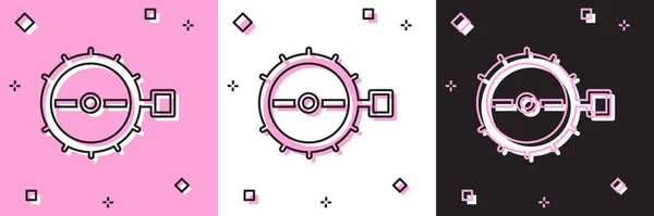 Set Trap jacht pictogram geïsoleerd op roze en wit, zwarte achtergrond. Vector — Stockvector