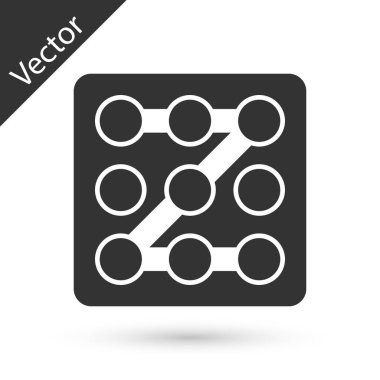 Gri Grafik şifre koruması ve beyaz arkaplanda izole edilmiş güvenlik erişim simgesi. Güvenlik, güvenlik, koruma, gizlilik kavramı. Vektör