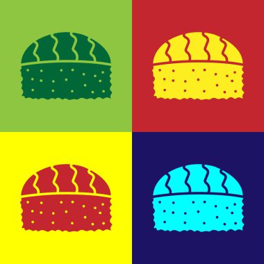 Pop Art Sushi simgesi renk arkaplanında izole edildi. Geleneksel Japon yemekleri. Vektör.