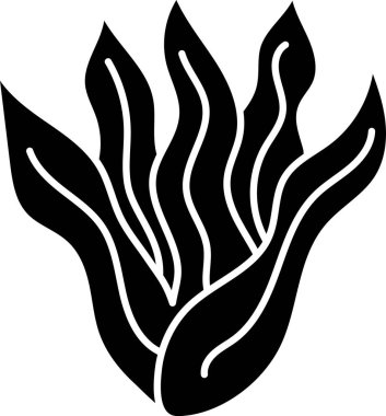 Siyah Yosun simgesi beyaz arkaplanda izole edilmiş. Su altı deniz yosunu spirulinası, deniz yosunu bitkisi. Vejetaryen ve vejetaryen yemekleri. Vektör.