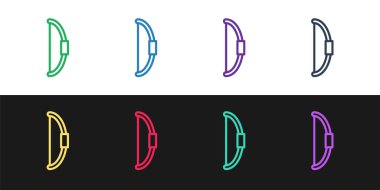 Çizgi Bow simgesini siyah ve beyaz arkaplanda izole et. Vektör