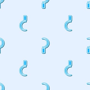 Mavi çizgi orak simgesi gri arkaplanda pürüzsüz desen izole etti. Kanca işaretini topluyorum. Vektör