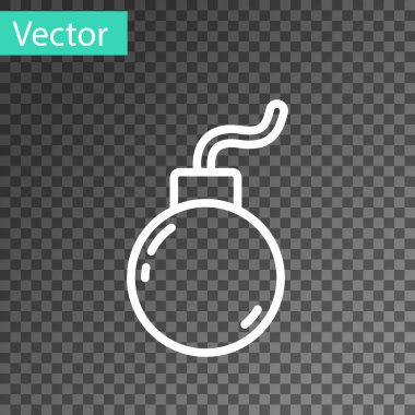 Beyaz çizgi bombası, şeffaf arkaplanda izole edilmiş ikonu patlatmaya hazır. Vektör