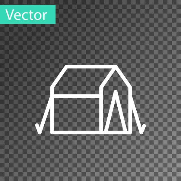 Línea blanca Icono de carpa turística aislado sobre fondo transparente. Símbolo camping. Vector — Archivo Imágenes Vectoriales